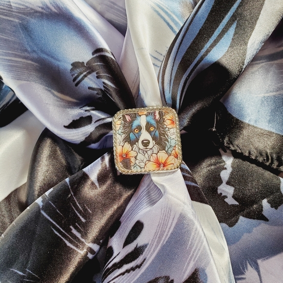 Western scarf slide,scarf slide bling concho, wild rag slides, Dog scarf slide - Picture 3 of 3